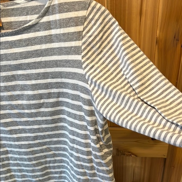 Ruby Rd. Striped Long Sleeve Tee in Gray and White - Picture 4 of 8